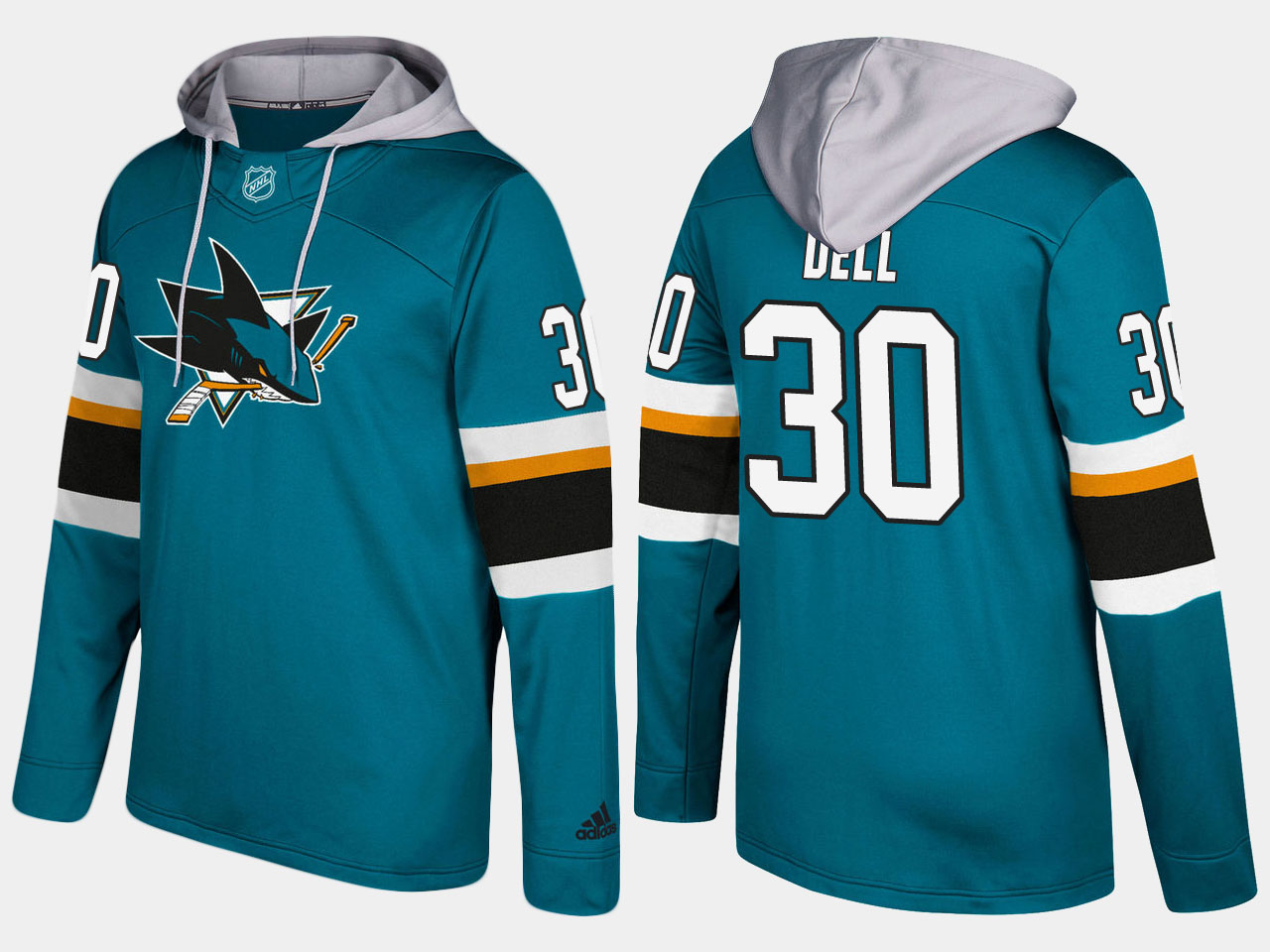 NHL Men San Jose sharks #30 aaron dell blue hoodie->customized nhl jersey->Custom Jersey
